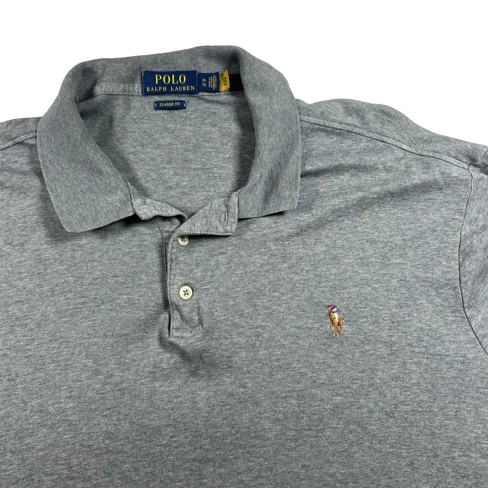 Polo Ralph Lauren Shirt Mens XL Gray Pima Soft Touch Short Sleeve Classic Fit